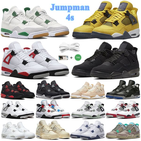 

2023 4 4s mens basketball shoes pine green military black cat lightning midnight navy seafoam university blue men women trainers sports snea