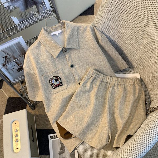 

womens two piece pants clothing fashion sets summer shorts set polo collar short sleeve casual tracksuit pocket decorate 230320, White