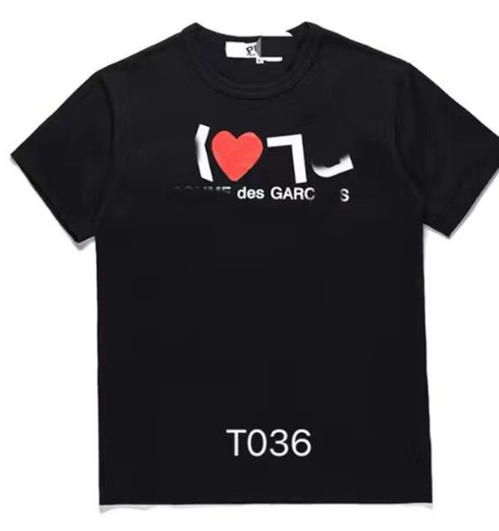 

men's t-shirts fashion mens play t shirt designer red heart commes casual women s des badge garcons high, Black