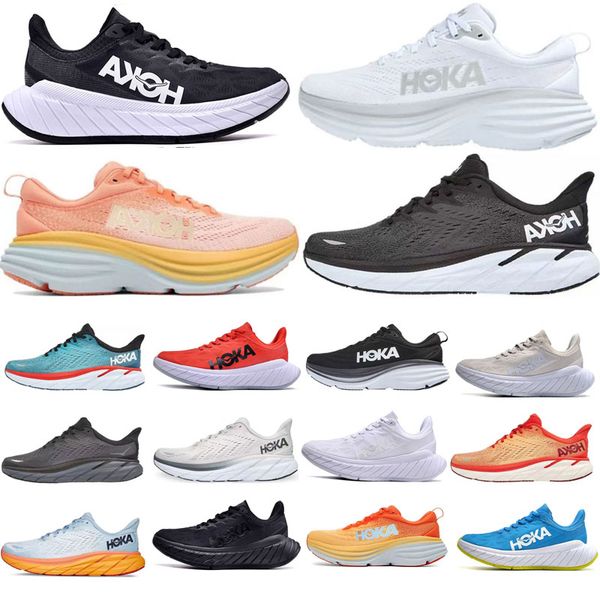 

hoka bondi 8 running outdoor shoes hokas one black white sports carbon x2 clifton 8 lightweight shock absorption amber sneakers mens womens
