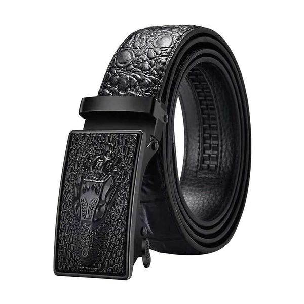 

belts durable man vintage casual business belts crocodile pattern waist band leather belt automatic buckle waistband w0317, Black;brown