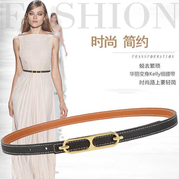 

d263 h family kelly belt genuine leather women's dress summer versatile decorative slim waist, Silver