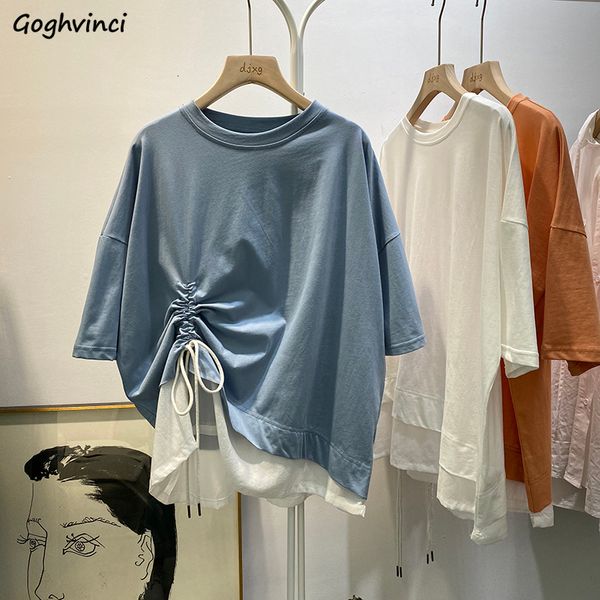 

women's t-shirt t-shirts women asymmetrical loose ladies harajuku cozy fashion all-match simple korean style students ulzzang chic ins, White