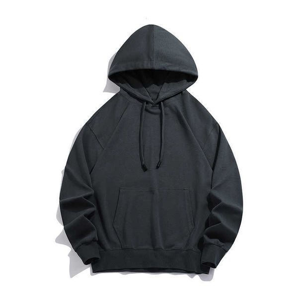 

men's hoodies solid color thickened hoodie autumn/winter mouse pocket hoodie drop shoulder style men's and women's fashion in, Black