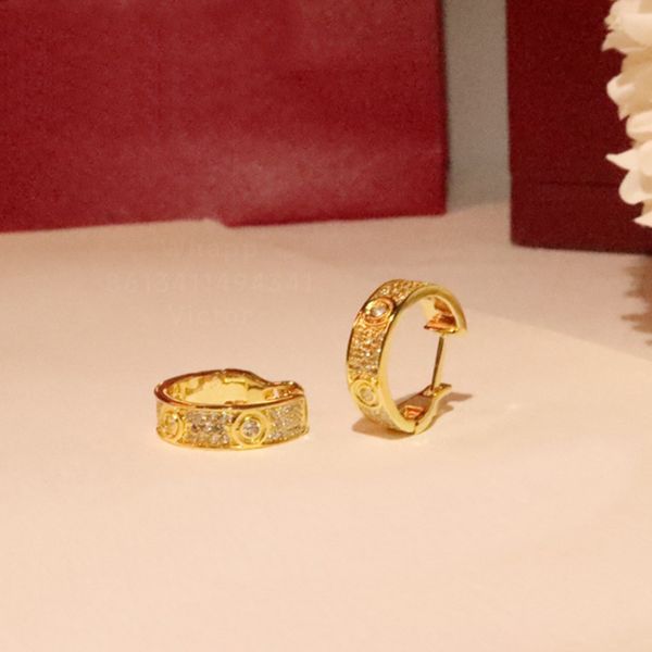 

love earring charms for woman stud designer fine silver gold plated 18k t0p quality official reproductions classic style fashion luxury prem, White