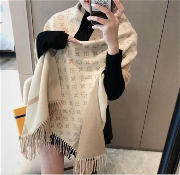 

22 fashion paris design 100 cashmere scarf men039s and women039s same brand letter scarf large shawl warm thickened wool 702247761, Blue;gray