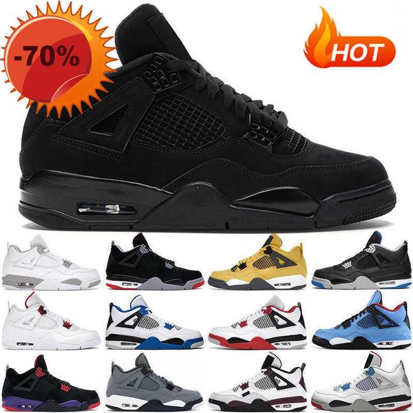 

mens outdoors jumpman 4 basketball shoes 4s black cat red thunder sail white oreo bred men womens trainer