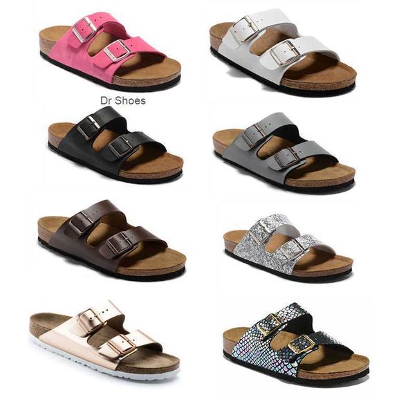 

designer beach sandals genuine leather loafers fur muller cork slippers with buckle fashion women princetown ladies flip flops casual mules, Black