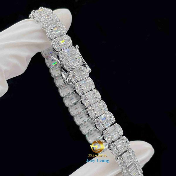 

new style fine jewelry 8mm width vvs moissanite diamond silver 925 iced out tennis bracelet baguette