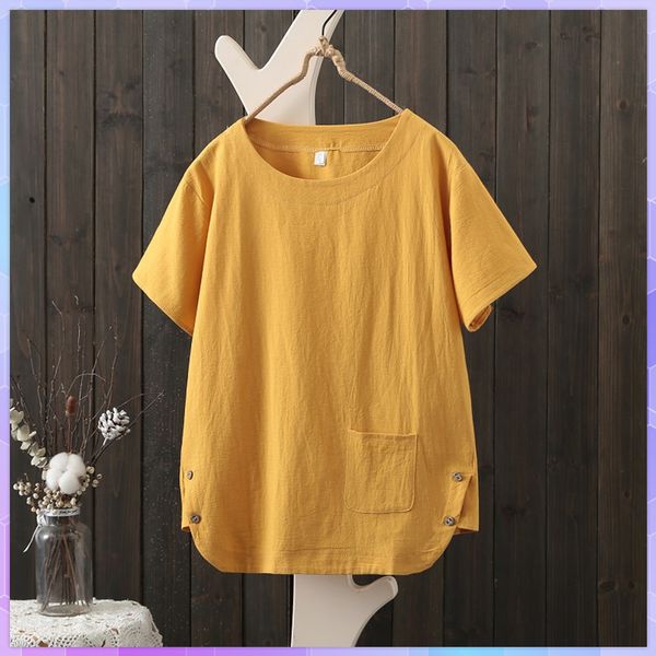

women's t-shirt 3xl oversized cotton t-shirt summer woman short sleeve t-shirts plus size loose white retro ethnic style women's