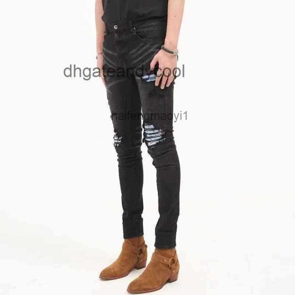 

mens jeans mens jean pantss designer fashion summer pierced thin men's straight tube elastic light color loose pants tais, Blue