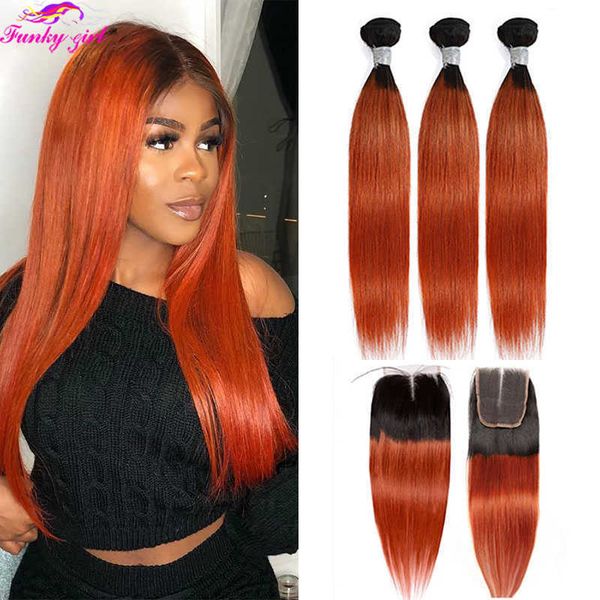 

synthetic wigs orange straight 4x4 lace closure with bundles brazilian ombre hair weave burgundy remy human for women 230227, Black