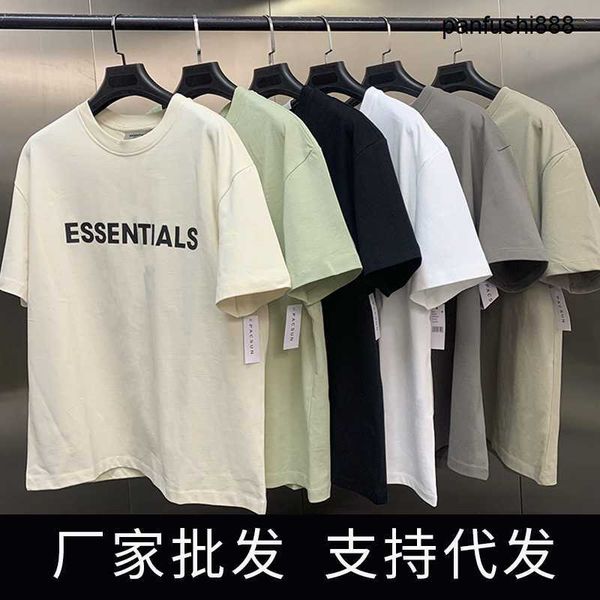 

fogg double thread essen silicone letter short sleeve fear god high street couple loose fit, White;black