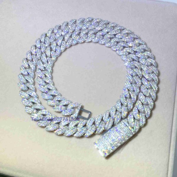 

hip hop 13mm s925 sterling silver vvs d color moissanite diamond cuban link chain
