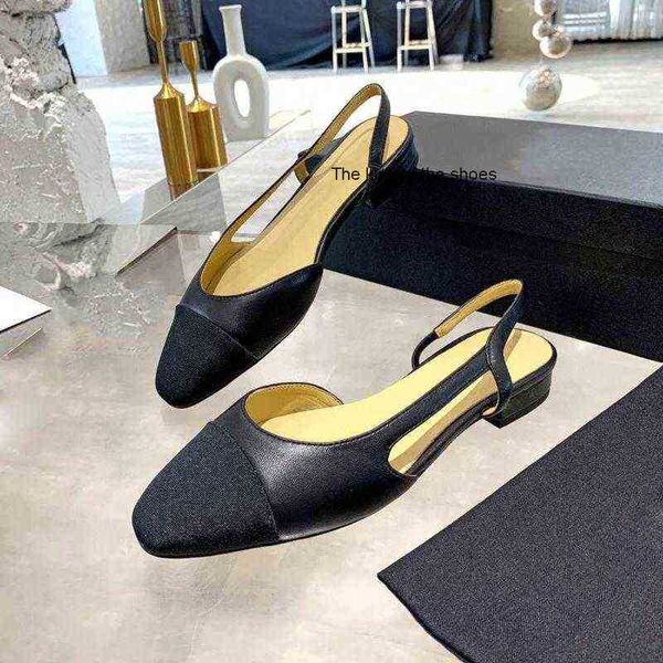 

2022summer new small fragrant baotou sandals female flat fairy style fashion back space color matching single shoes, Black