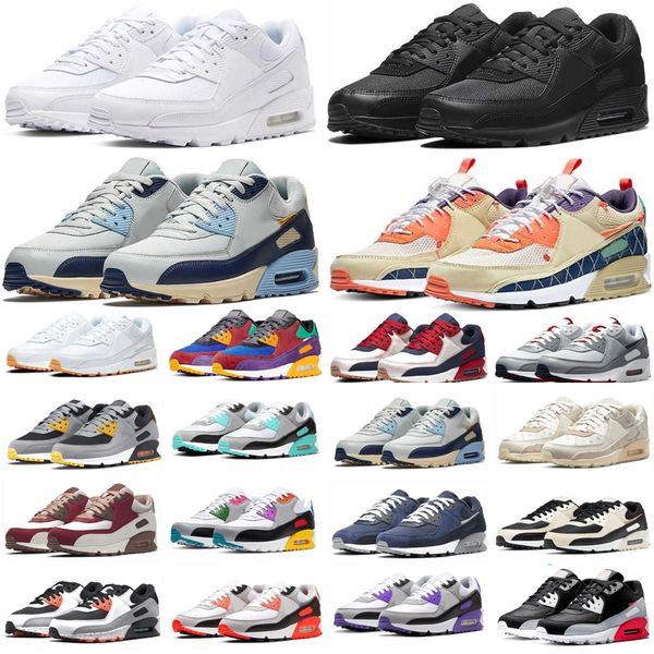 

90 running shoes 90s men women triple black white flyleather infrared laser blue obsidian orange camo unc batman mens trainers sneakers 36-4