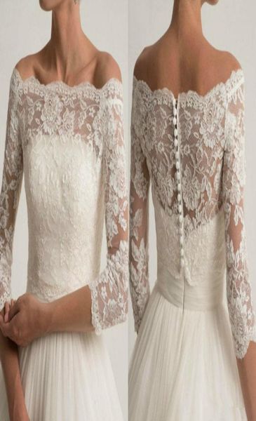 

lace wedding jacket for strapless wedding dresses elegant long sleeve bridal lace jackets white wedding accessories applique ivory9928978