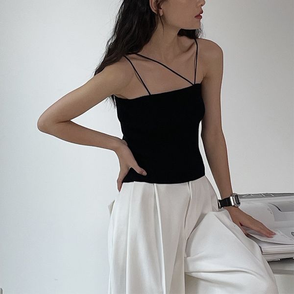 

women's tanks camis summer casual solid color slim fit knit camisole 230317, White