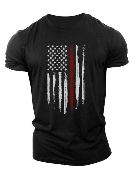 

men's t-shirts men's american flag trend fitness short sleeve t-shirt, White;black