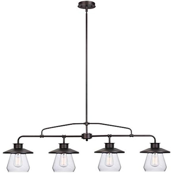 

globe electric 65382 4-light pendant, oil rubbed bronze, clear glass shades, e26 base socket, kitchen island, pendant light fixture, adjusta