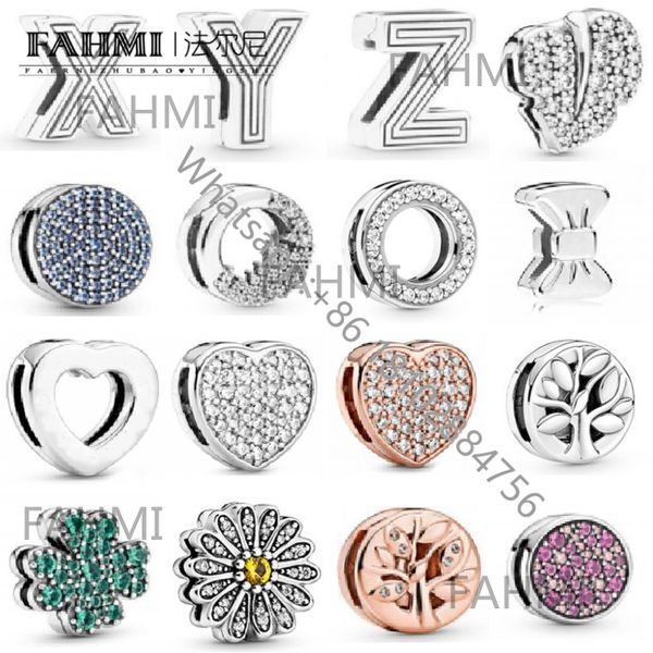 

2022 pan100% brand new 925 sterling silver classic fashion diy reflexions collection four leaf clover love clip diy matching bracelet for gi, Black