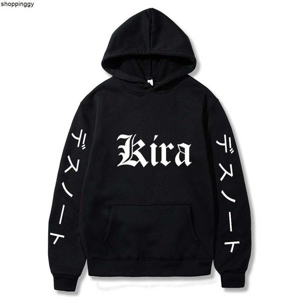 

hoodies sweatshirts anime death note kira fashion print streetwear oversized harajuku pullover clothing, Black