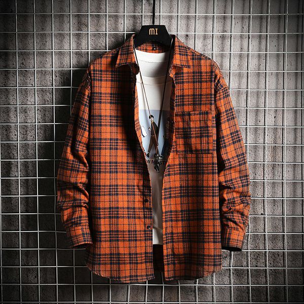 

men's casual shirts spring autumn plaid shirt men cotton male casual long sleeve shirt man clothes casual loose tyle 230320, White;black