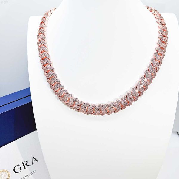 

hip hop jewelry 15mm pass diamond test vvs moissanite diamond iced out necklace custom men 925 silver cuban link chain