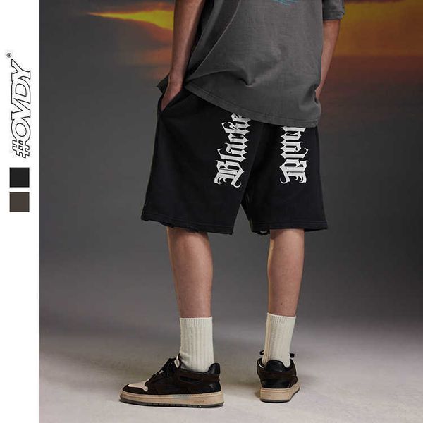 

men's shorts wxwovdy spring and summer new guochao street pants simple loose letter printed casual men's shorts, White;black