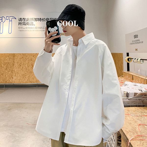 

men's casual shirts soild style shirt men's long sleeve no iron solid color shirt coat spring korean fashion casual inch shirt shi, White;black