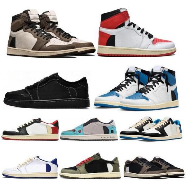

travis scotts olive low basketball shoes jumpman 1 1s high sail black phantom reverse mocha fragment 2023 men woemn fashion trainers sneaker