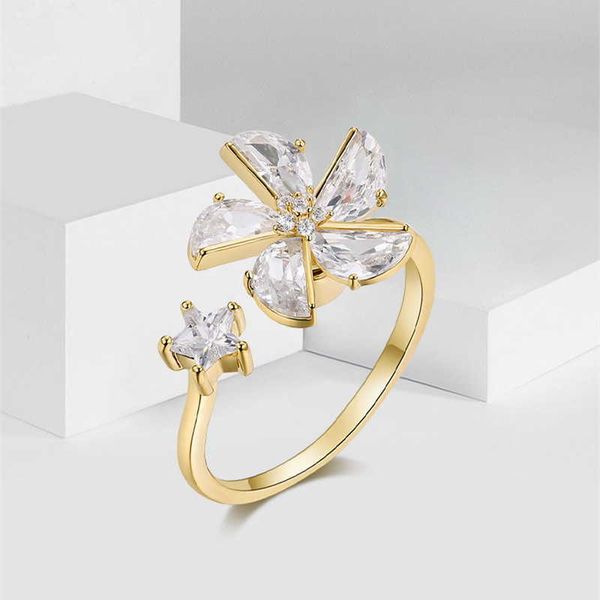 

band rings 2022 fidget spinner rings for women stress relief ring rotatable windmill ring for men luxury crystal engagement rings jewelry g2, Silver