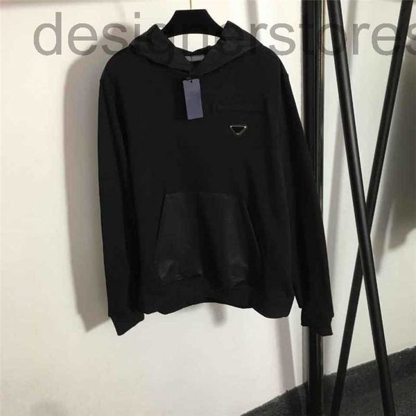 

designer casual triangle label hoodies long sleeve big pocket sweatshirts with tags spring autumn winter hoodie for women street style p5xp, Black