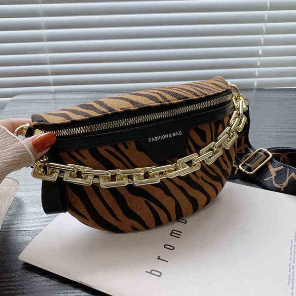 

waist bags chain women's waist bag new style leopard female temperament chest fashion trend with small girl 220704