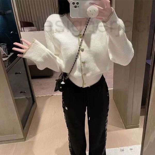 

women's knits & tees designer autumn new sequin v-neck knitted cardigan for women gxm1, White