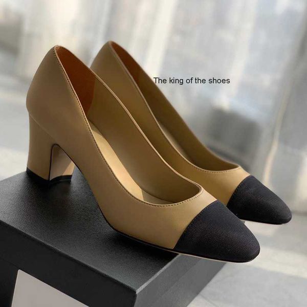 

shoes fashionable small fragrant single for women classic versatile color matching round head high heels casual pointed women's shoes, Black