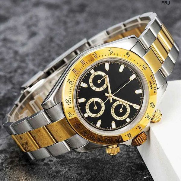 

designer rolax watches luxury watch 2023mens watches japan vk chronograph movement watch full stainless steel sapphire glass 5atm waterproo, Slivery;golden