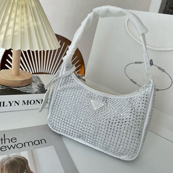 

designer crossbody bag luxury bucket bag triangle logo one shoulder bag net red handbag crystal drill tofu bag purse mobile phone bag flash