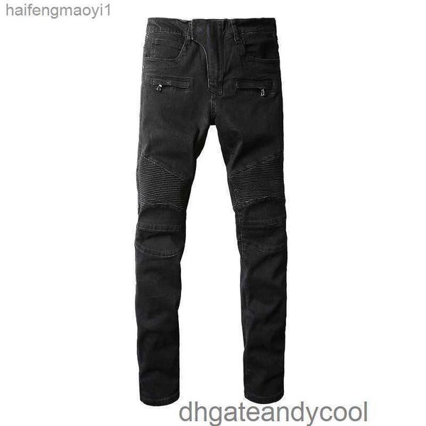 

motorcycle amirs amiris denim jeans designer pants man fog high street fashion brand zipper splice black wash elastic slim skinny jeans men, Blue