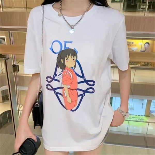 

80% off factory outlet online summer clothes new chihiro short sleeved t-shirt for men and women lovers loose round neck fashion, White