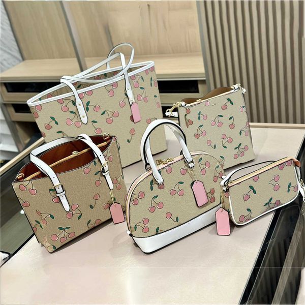 

5 style pink cherry designer bag totes fashion tote bag women baguette bag c letter luxury handbag leather shoulder shopping bags female cro