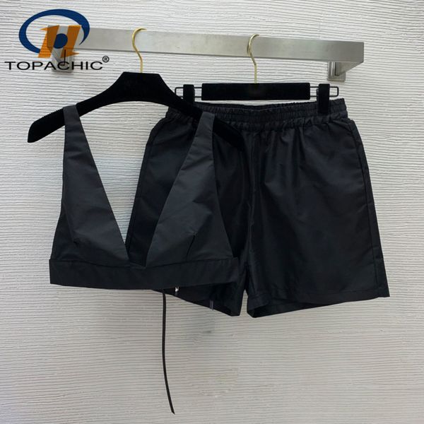 

womens two piece pants 63 metal triangle decoration adjustable spaghetti strap tank elastic waist shorts set women 230320, White