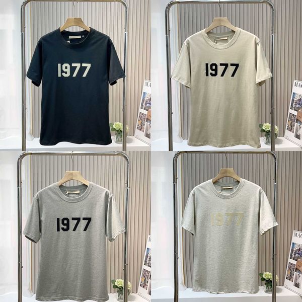 

foggg casual cool shirts fogg1977ess short sleeve flocking letter 2023 summer european loose fashion ins slouchy tee for men and women, White;black