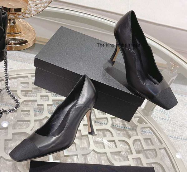 

designer shoes edition new style small fragrant thin heel in autumn of 22 black pointed shallow mouth women's leather high-heeled shoes
