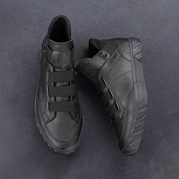 

dress shoes yitu autumn men's vulcanize british style fashion leather casual band sneaker for men flats soft sole loafers 230320, Black