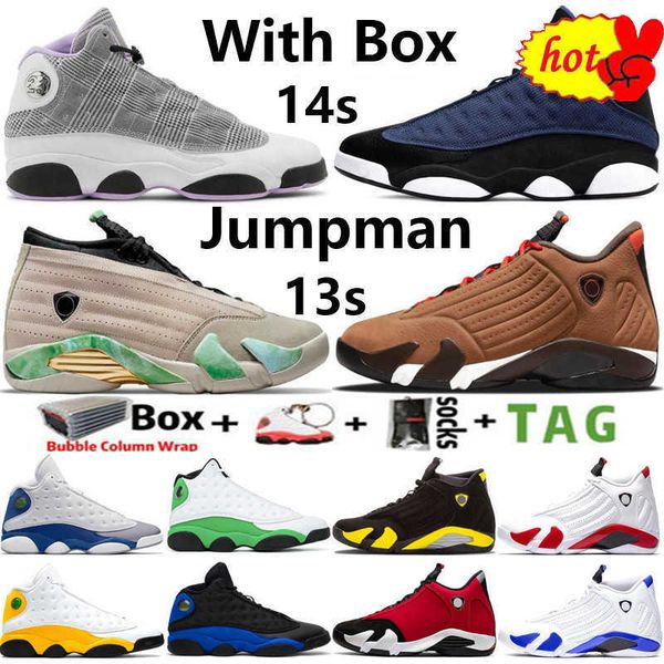 

2022 with box jumpman 14 og 14s mens basketball shoes winterized fortune hyper royal high 13 13s houndstooth french blue lucky green men, Black