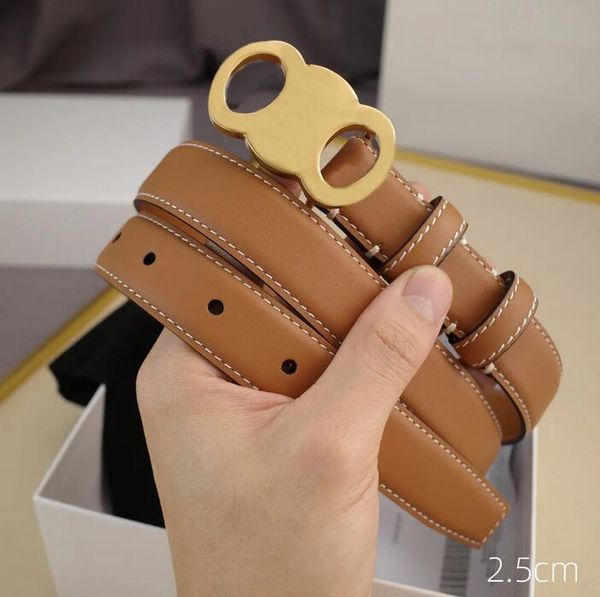 

belt fashion designer belts for men womens smooth gold buckle leather ladies classic casual ceinture girdle width 2.5cm with box, Black;brown