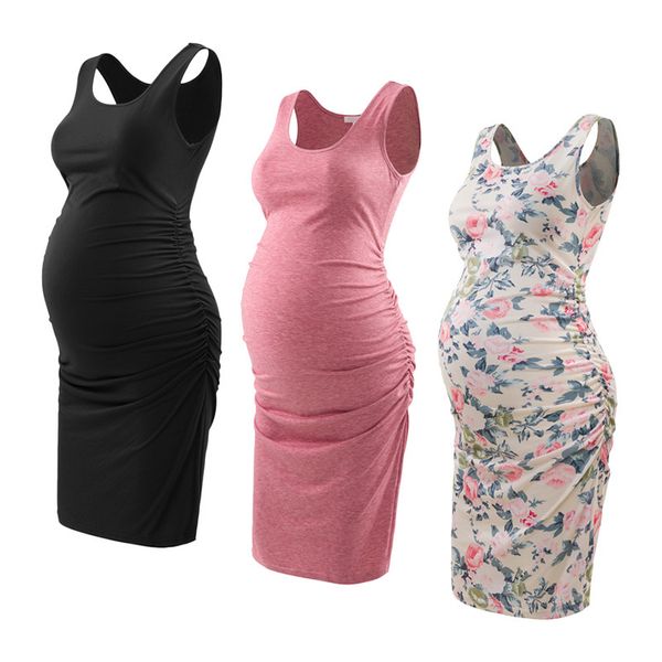 

maternity dresses dress summer soft side ruched bodycon pregnancy sundresses clothing for pregnant women 230320, White