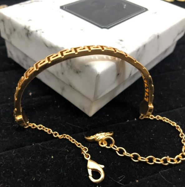 

luxury brand designer bangles retro big bracelet for woman men vintage 18k fashion official reproductions brass gold 3047154, Black