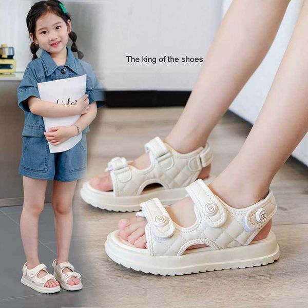 

sandals girls' sandals big children's princess shoes 2023 summer new children's girls' small fragrant soft bottom sports, Black